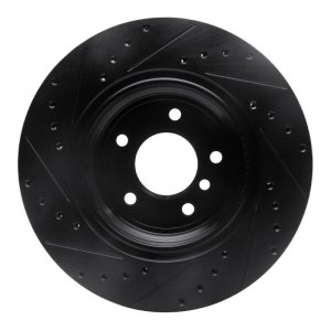 BMW 750IL Brake Rotor (1) - Rear Right - R1 Concepts - Drilled & Slotted - Black - `95-`03